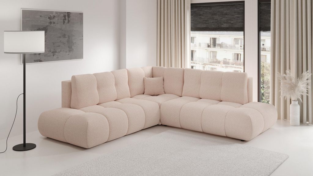 Masseno Ecksofa DUCA II R-S mit Schlaffunktion L-Form, Sofa mit Bettkasten, Wohnzimmersofa, Couch, Soffa, Bettsofa, Couchgarnitur- Orange, CURIO 60