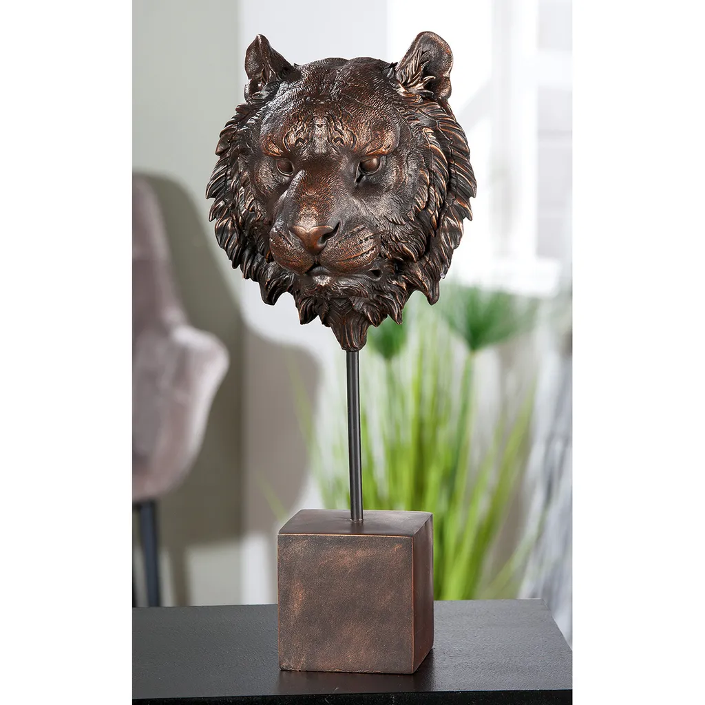Statue de Tigre décorative style bronze pour salon chic - 47,5 cm - 5