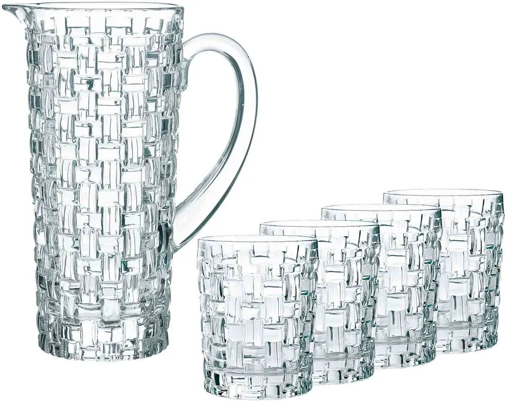 Nachtmann, 5-teiliges Krug-Set, 1 Krug (1190 ml) + 5 Whiskybecher (330 ml), Kristallglas, Bossa Nova, 0098759-0