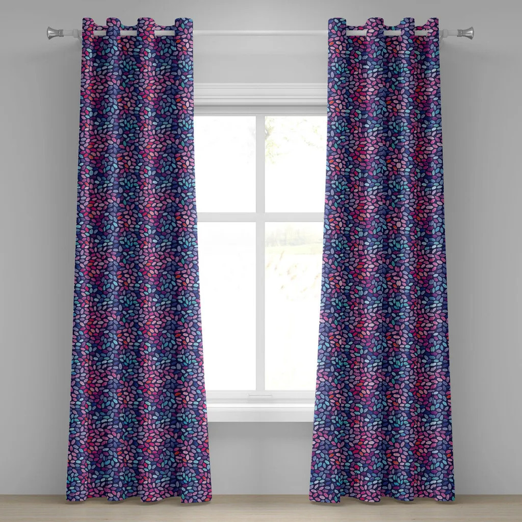 Rideaux décoratifs 2 panneaux motif ovale abstrait 280x175 cm bicolore