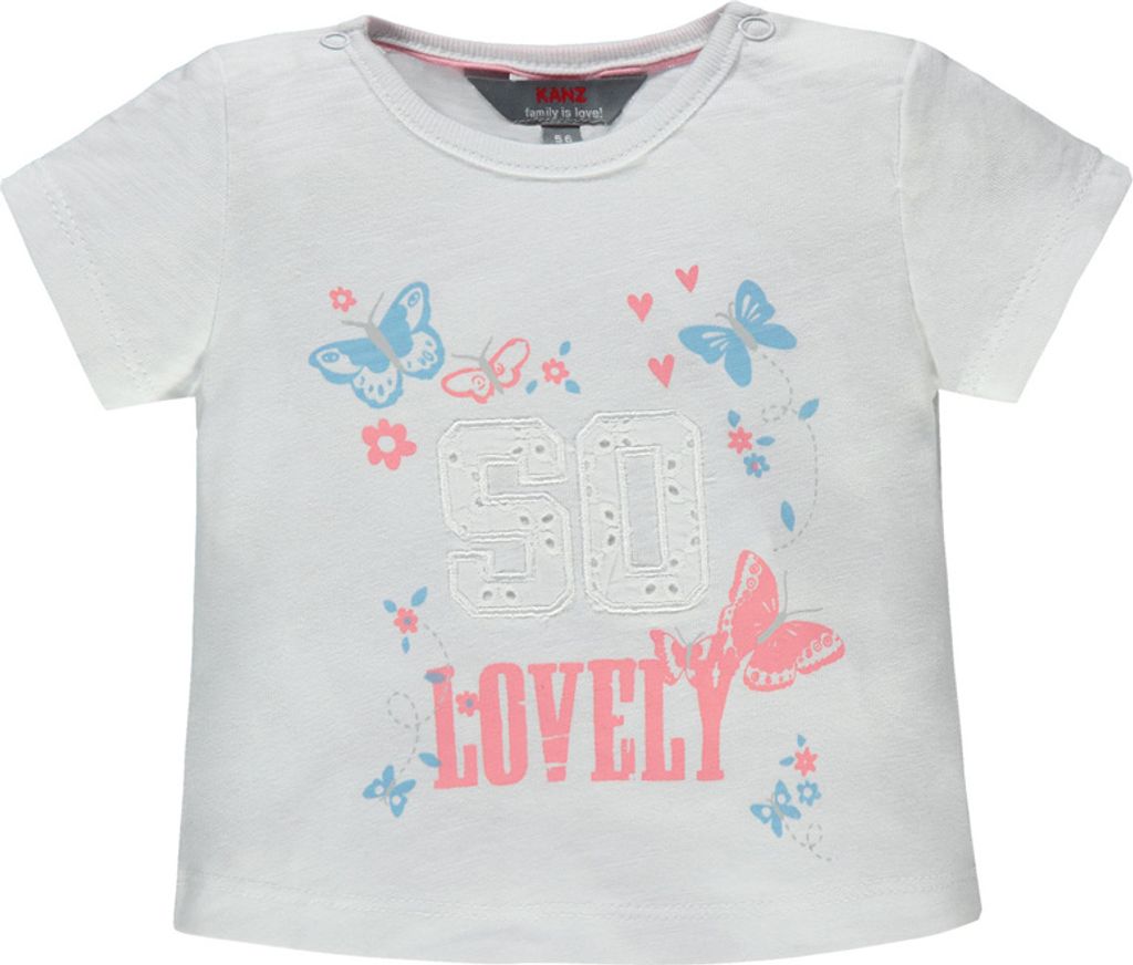 Kanz Mädchen T-Shirt kurzärmlig Weiß mit Schmetterlingsmotiv Gr. 68