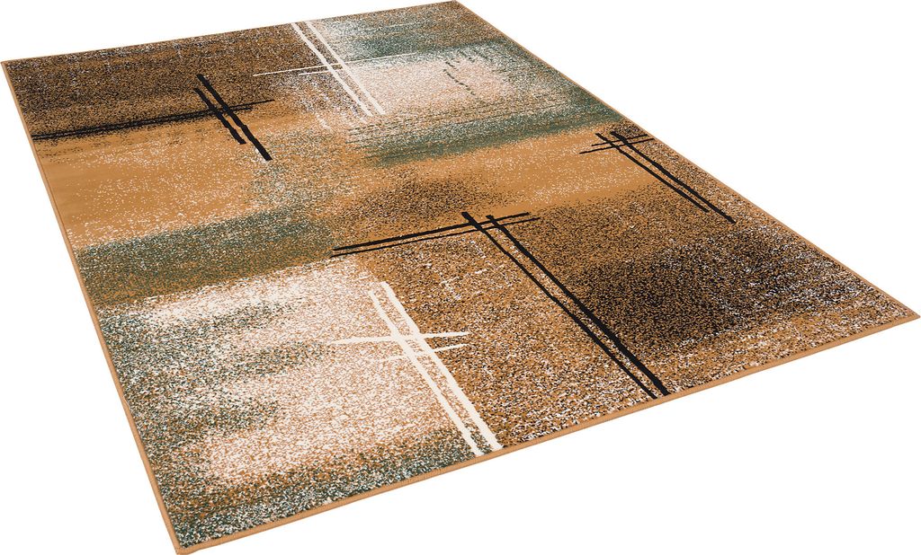 Designer Teppich Kurzflor Moderne Karo Muster, Größe:200x290 cm, Design:Beige Verlauf