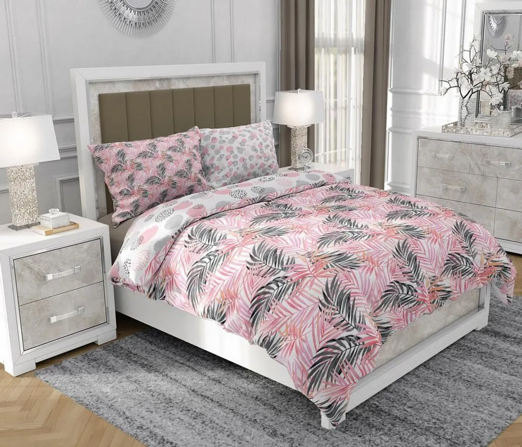Biancheria Letto SOVIO 160x200 Rosa | 100% Cotone So.9039 con Zip