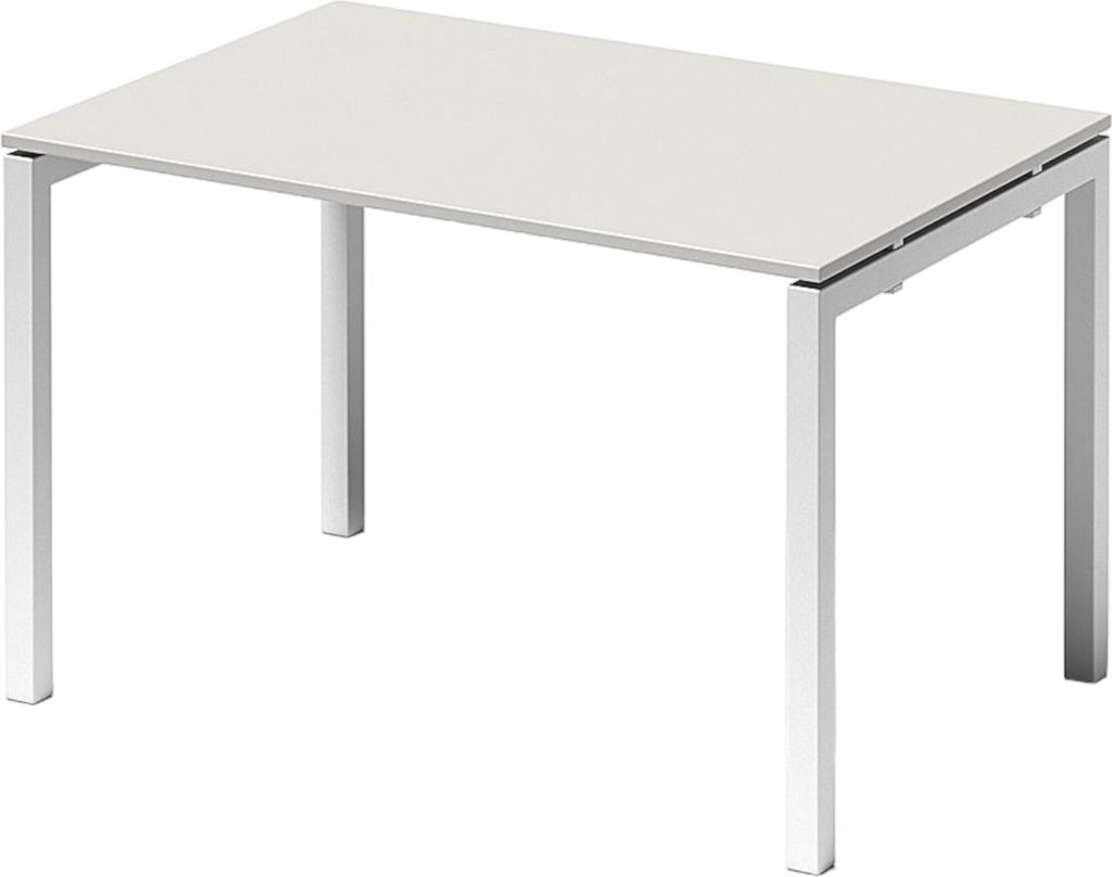 Bisley Cito Schreibtisch U-Gestell fixiert - Größe: 120 x 80 cm, Gestell: Verkehrsweiß, Nachbildung: Grauweiß