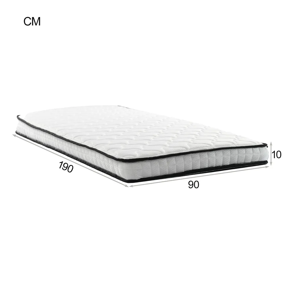 Lit d'Appoint Pliable 90x190 cm pour Invités, Matelas Ressorts 10cm