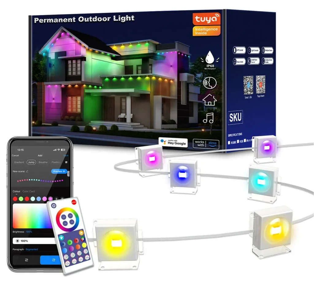 Éclairage de gouttière LED RGB 15m WiFi : finies les façades sombres