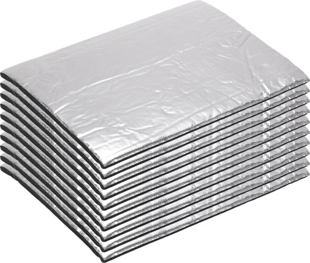 Dämmmatte Auto Schallschutzmatte Isolierung Matte Selbstklebend für Motorhaube Bootsmotorabdeckung Silberton Glasfaser 10pcs 25cmx18cmx7mm