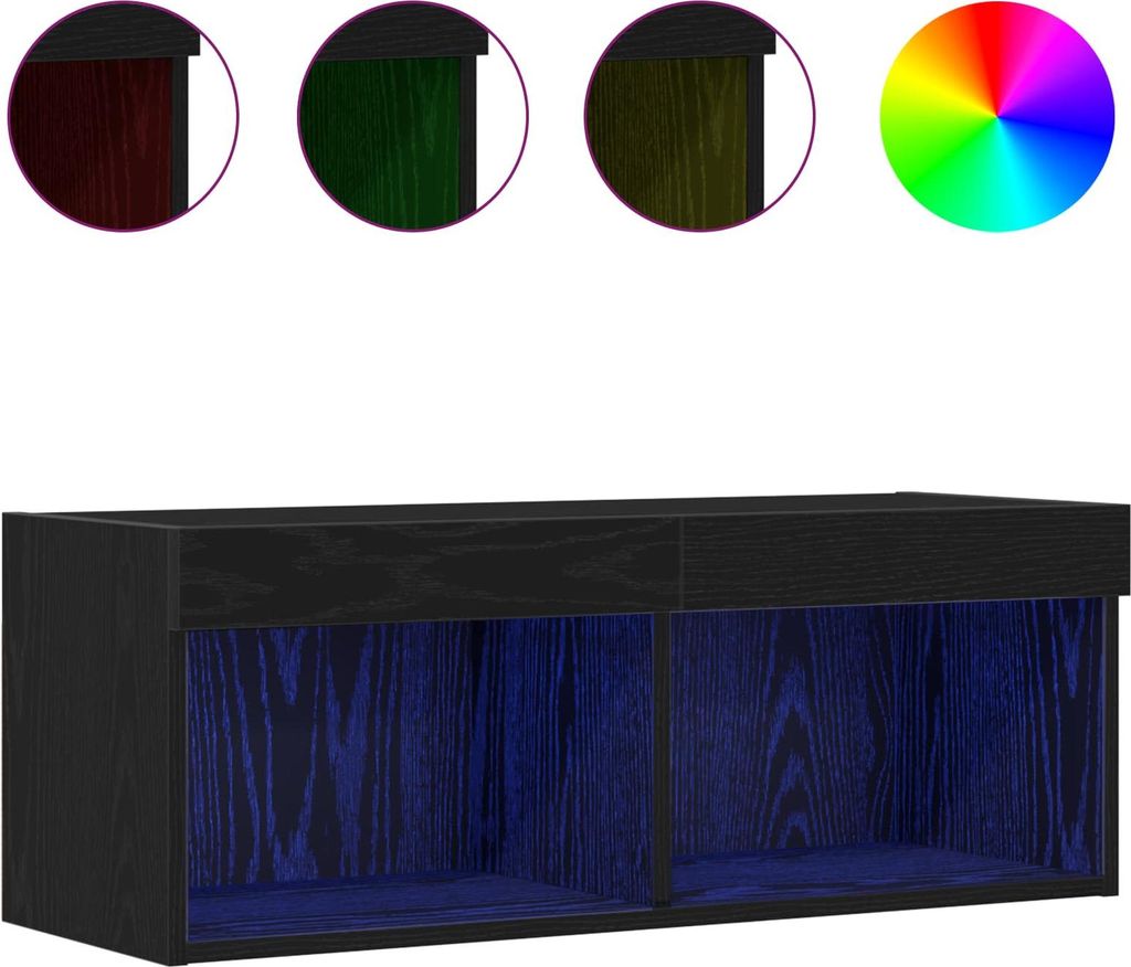 TV-Schrankset mit LED Schwarz Eichen-Optik 80 x 30 x 30 cm