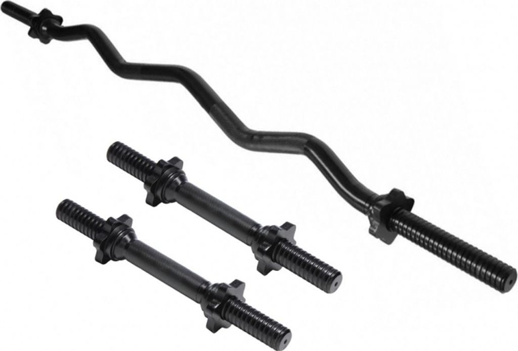 GORILLA SPORTS Hantelstangen Set - SZ Curlstange 120 cm, 2 Kurzhantelstangen 35 cm, Sternverschlüssen, Ø 30 mm, gerändelte Griffe, aus Chrom, ...