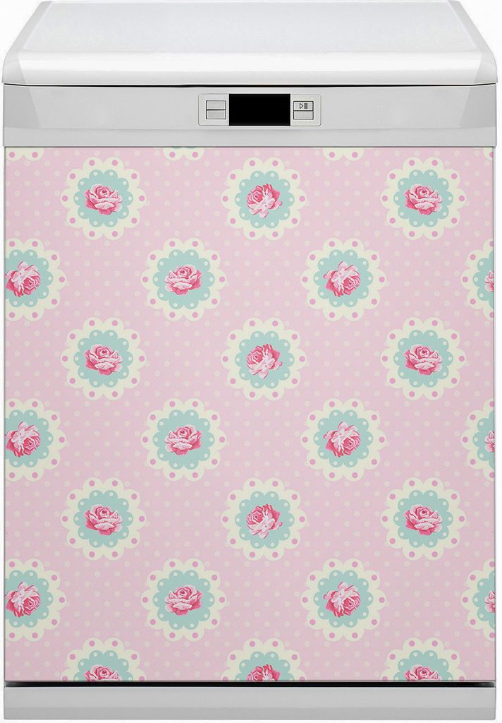 Magnete Dekorative Magnet Folie für Geschirrspüler 60x70 cm Küche - Rosen und Punkte
