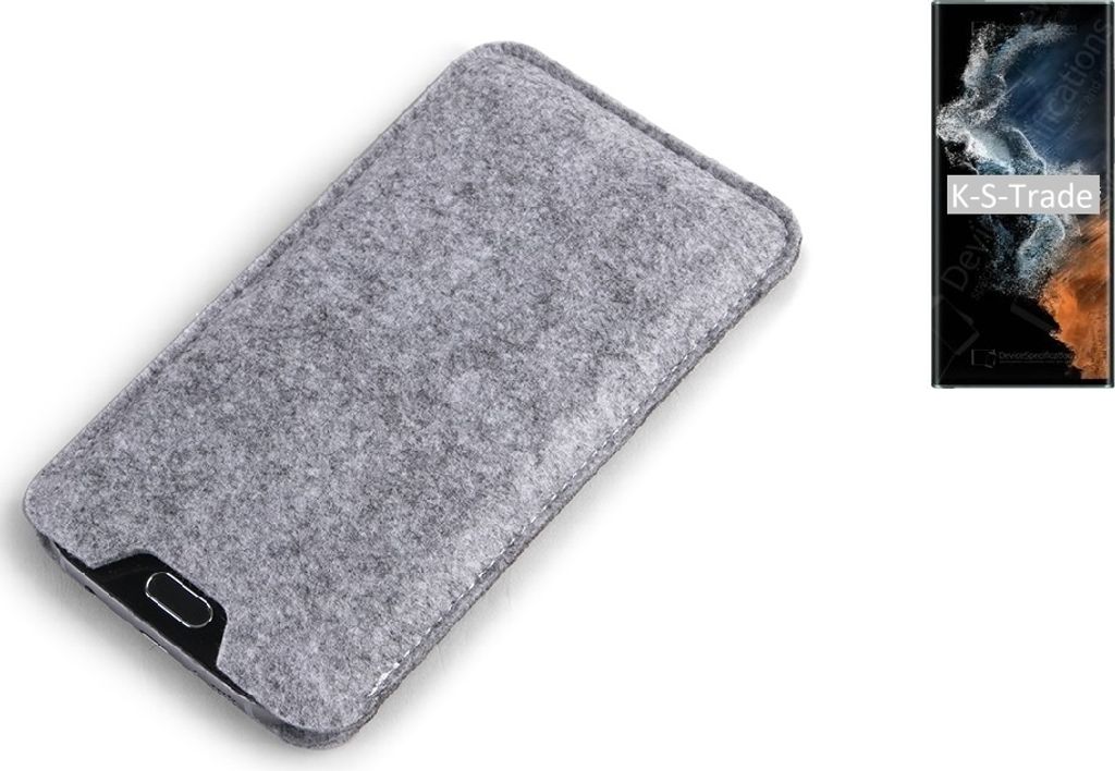 K-S-Trade Filz Handyhülle kompatibel mit Samsung Galaxy S22 Ultra Exynos Schutzhülle Filztasche Filz Tasche Case Sleeve Handy Hülle Filzhülle grau