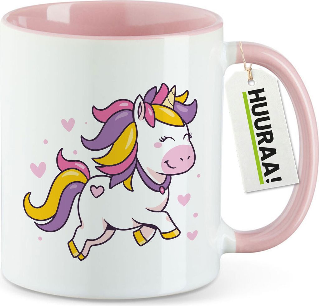Huuraa Kaffeetasse Einhorn Comic 330ml Rosa Keramik Kaffeebecher Geschenkidee