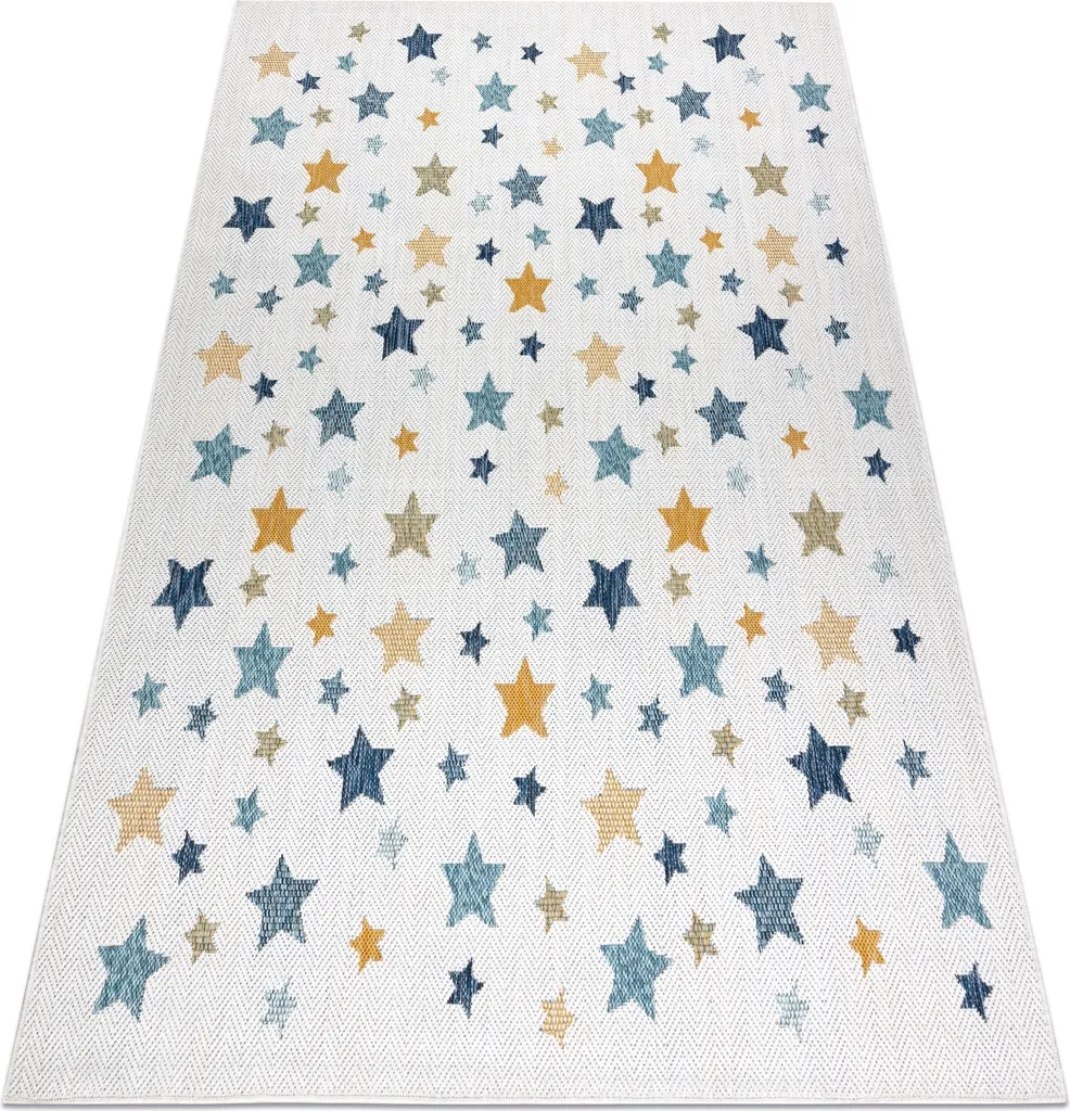 Tapis en Sisal Naturel Motif Étoiles Bleu Écru 180x270 cm Cooper