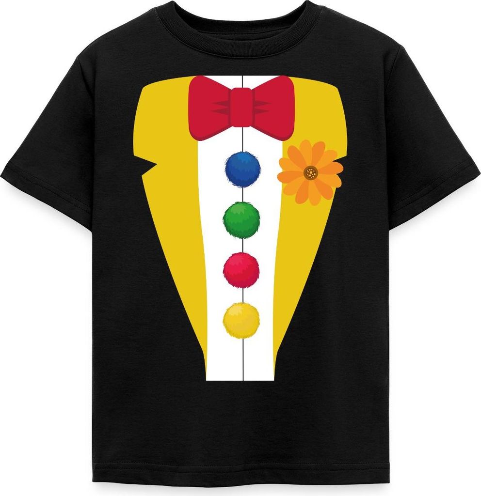 Spreadshirt Fasching Clown Kostüm Karneval Outfit Kinder T-Shirt, 122/128 (7-8 Jahre), Schwarz