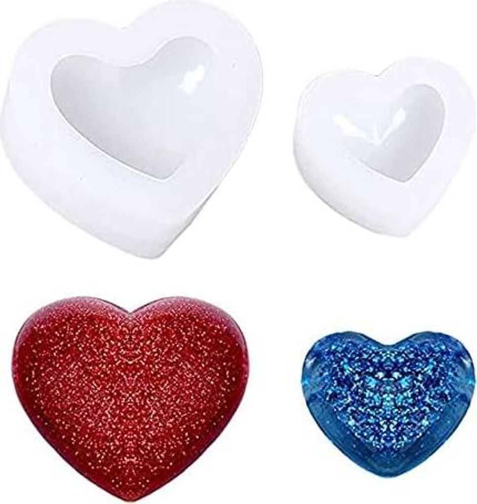 Herzförmige Silikonform 2 Stück 3D Liebe Herzform Silikonform Geometrisches Herz Silikonform Aus Epoxidharz für DIY Hausgemachte Seifen