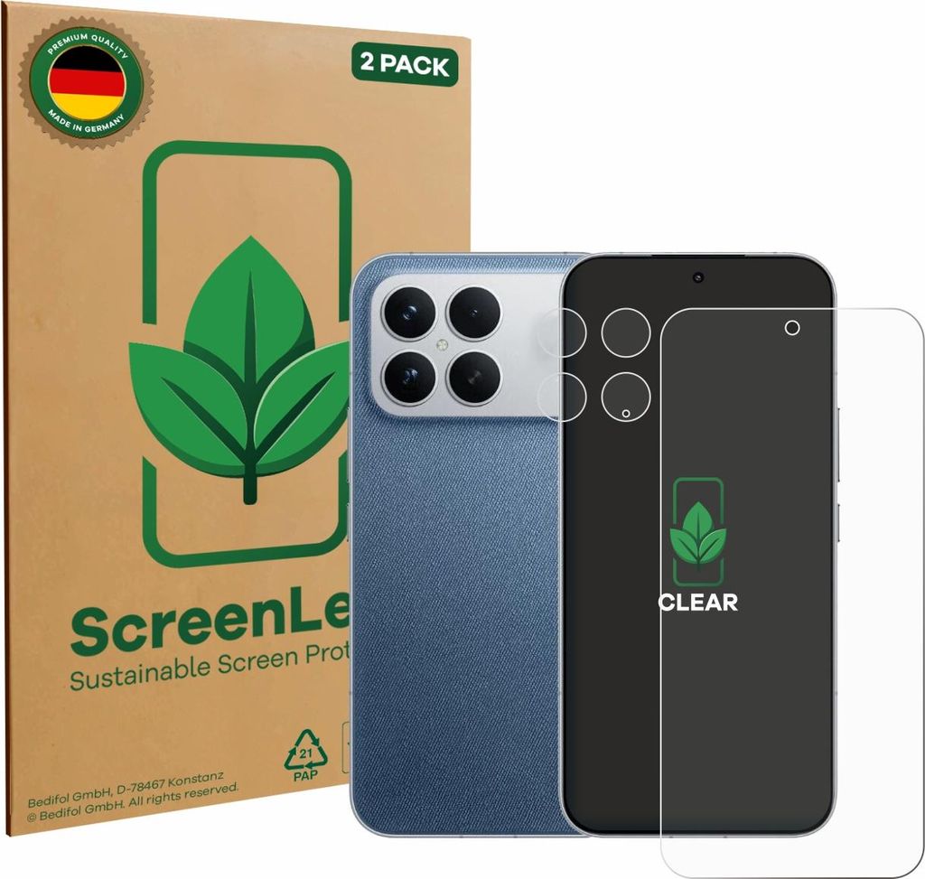 2x ScreenLeaf Schutzfolie für Xiaomi Poco F8 Ultra (Display+Kamera) nachhaltiger Displayschutz Display Schutz Folie Klar Transparent
