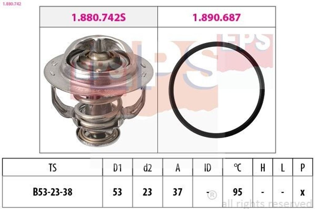 EPS Thermostat Kühlmittel 95°C für VW GOLF VI (5K1) TIGUAN (5N) Transporter V Bus (7HB, 7HJ, 7EB, 7EJ, 7EF, 7EG, 7HF, 7EC) Multivan V Multivan VI