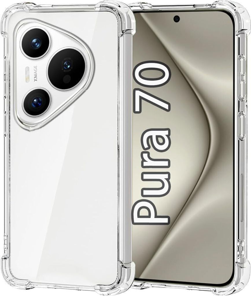 Hülle für Huawei Pura 70 Weich Transparent Handyhülle mit Verstärkte Ecken Bumper Schutzhülle