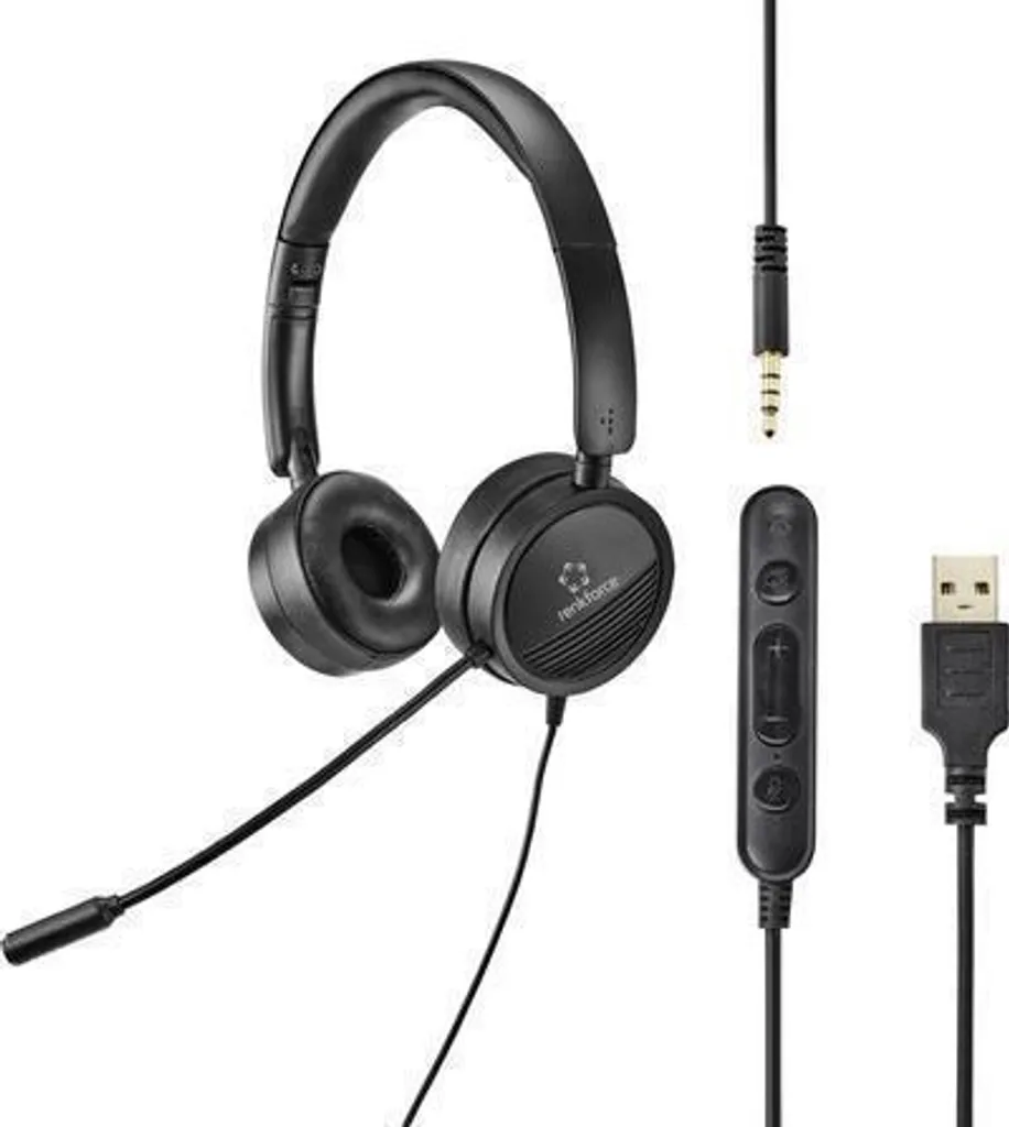 Casque Micro USB Stéréo Renkforce RF-HS-360 pour Ordinateur de Bureau