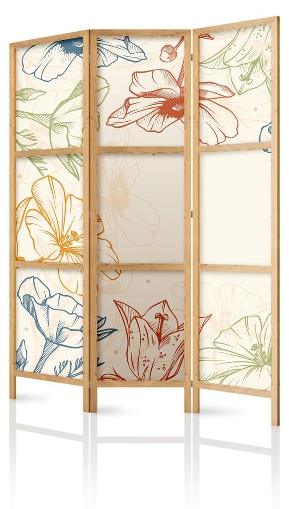 framed concept - Paravent Raumteiler aus Holz 135x172 cm, 3-teilig, einseitig, im orientalischen Stil