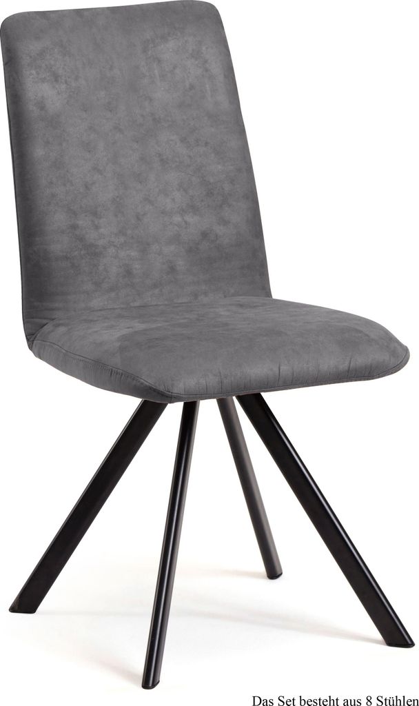 Esszimmerstuhl (8er-Set) Datja 47x92x60 Schwarz/Grau Produktbild 