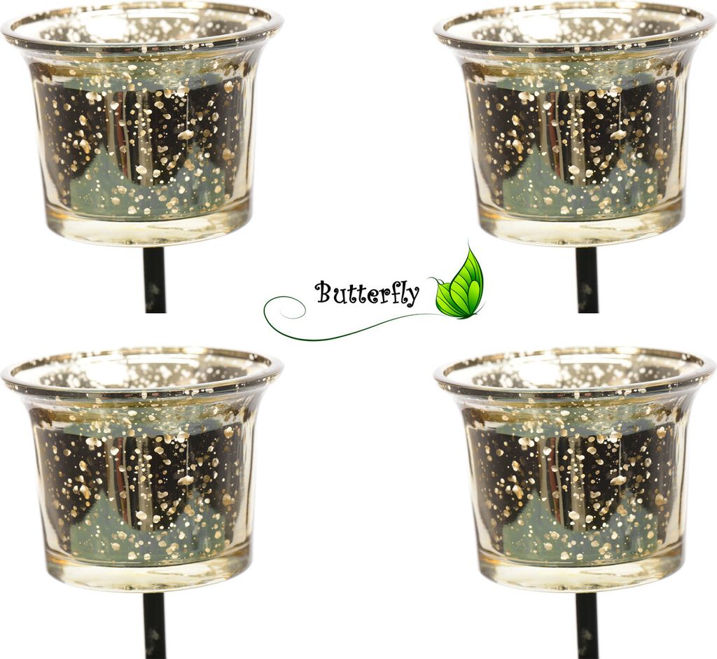 Windlicht Glas zum Stecken 10cm, 4 Stück, Farbe:silber Produktbild 1