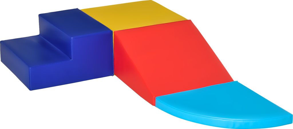 HOMCOM Softbausteine 4er-Set Schaumstoff Bausteine Riesenbausteine Bauklötze Bauspielzeug Schaumstoffblöcke für 1-3 Jahre alt Kinder Kunstleder EPE