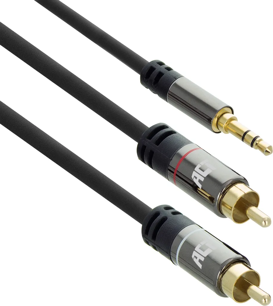 Câble adaptateur Jack 3.5mm vers Double RCA 5 mètres ACT AC3607 noir