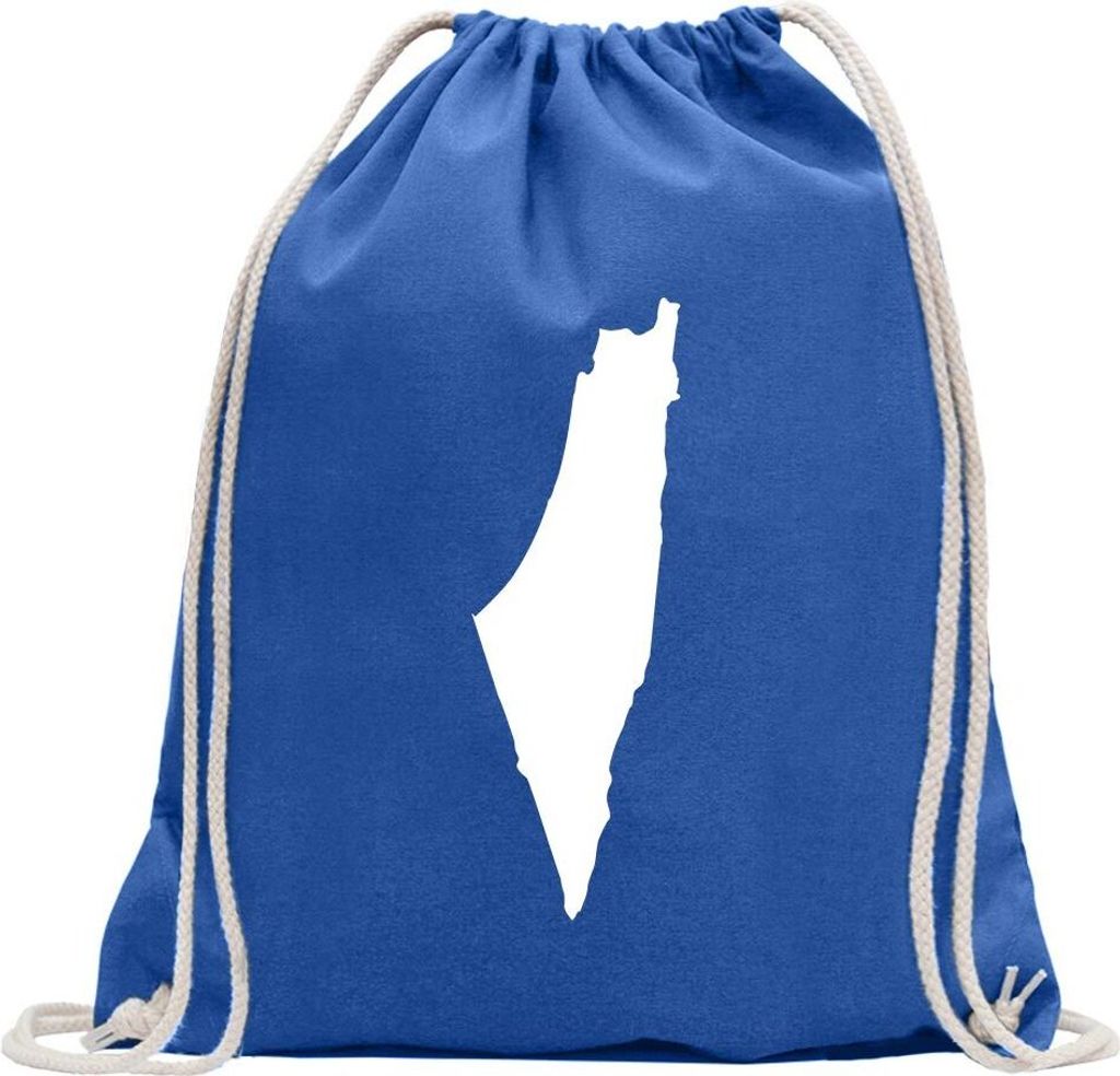 Kiwistar - Turnbeutel - royal - Palästina Umriss Kontur - Fun Rucksack Sport Beutel Gymsack Baumwolle mit Ziehgurt