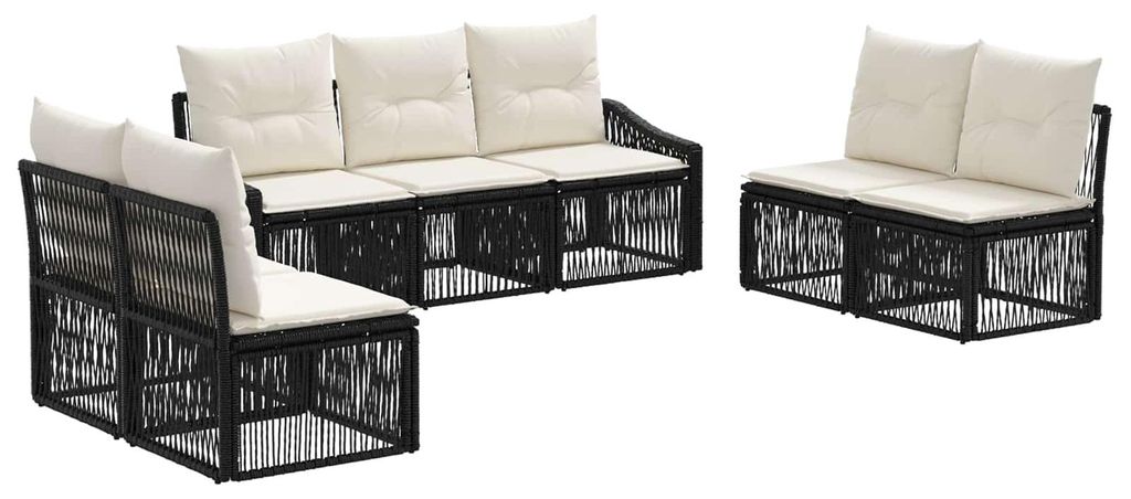 vidaXL Gartensofa-set 7 pcs Schwarz Poly-Rattan