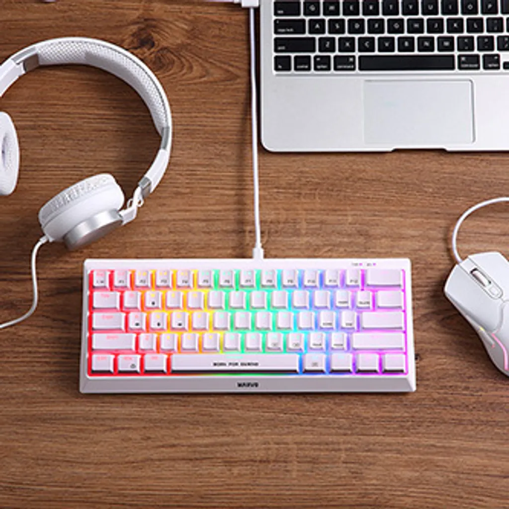 Clavier Gamer Compact Mécanique Marvo KG962G Blanc - Idéal Setup Gaming