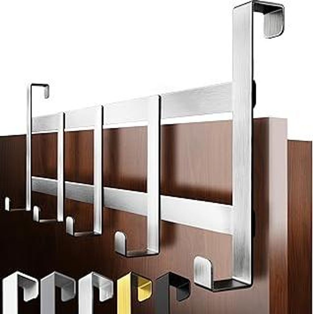 4smile Türgarderobe zum Einhängen – Türhaken aus Edelstahl, flexible Kleiderhaken Tür, robust - Vielseitige Haken zum Einhängen, platzsparen...