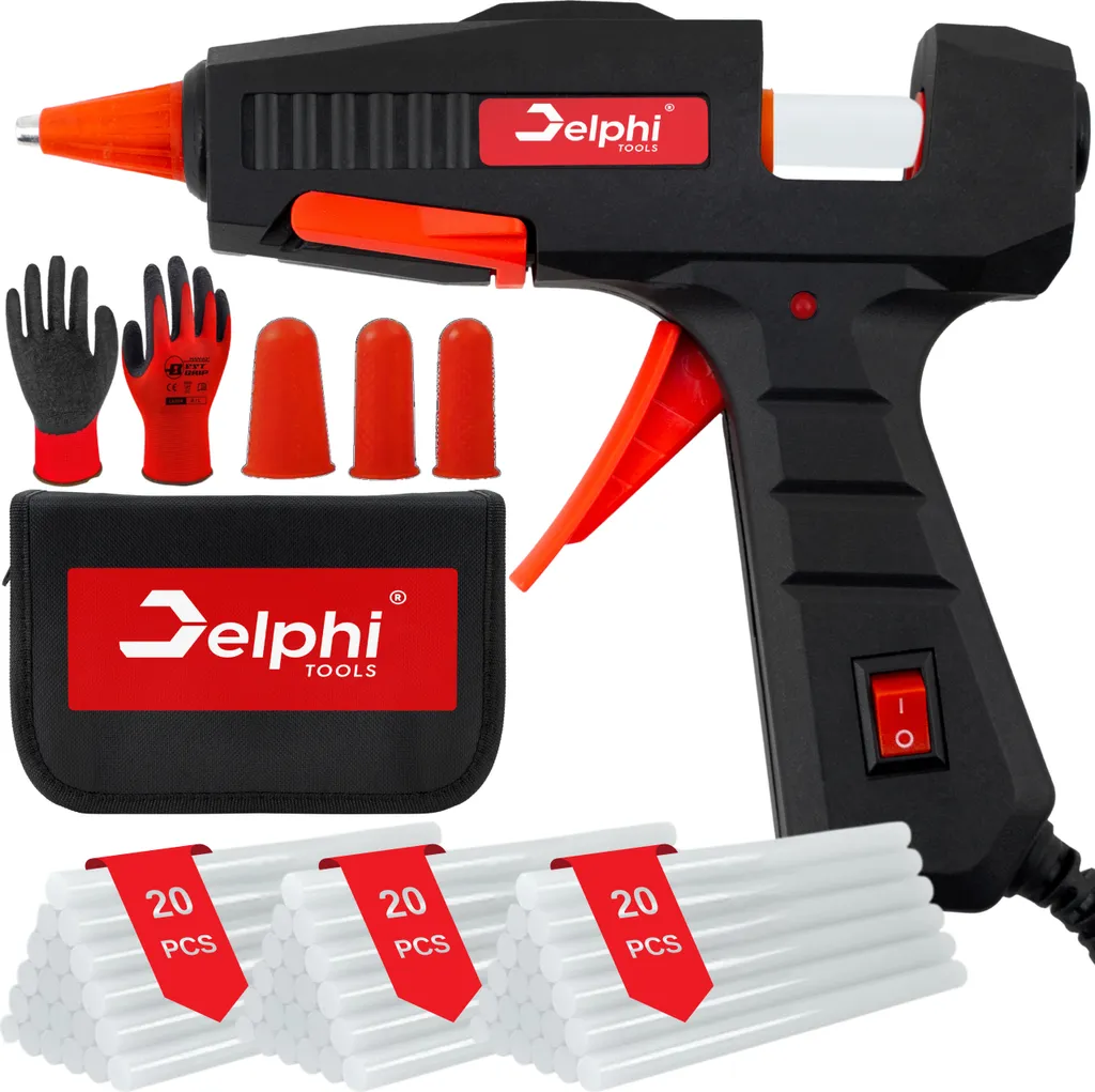 Set Pistola Colla a Caldo 100W DELPHI - 60 Stick + Valigetta Gratis
