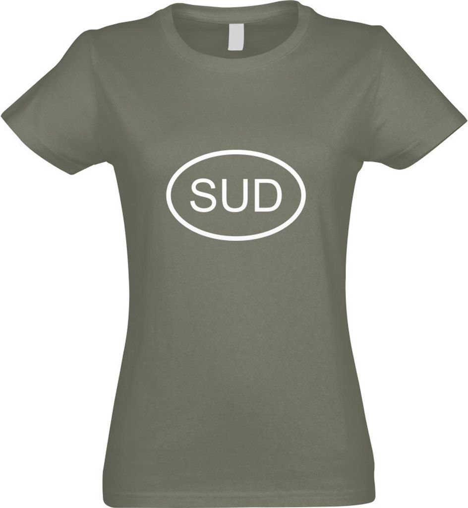 Kiwistar - T-Shirt tailliert - Damen - Olive - Sudan SUD - mit Motiv Bedruckt - Funshirt Design - Sport - Freizeit - Damen - S