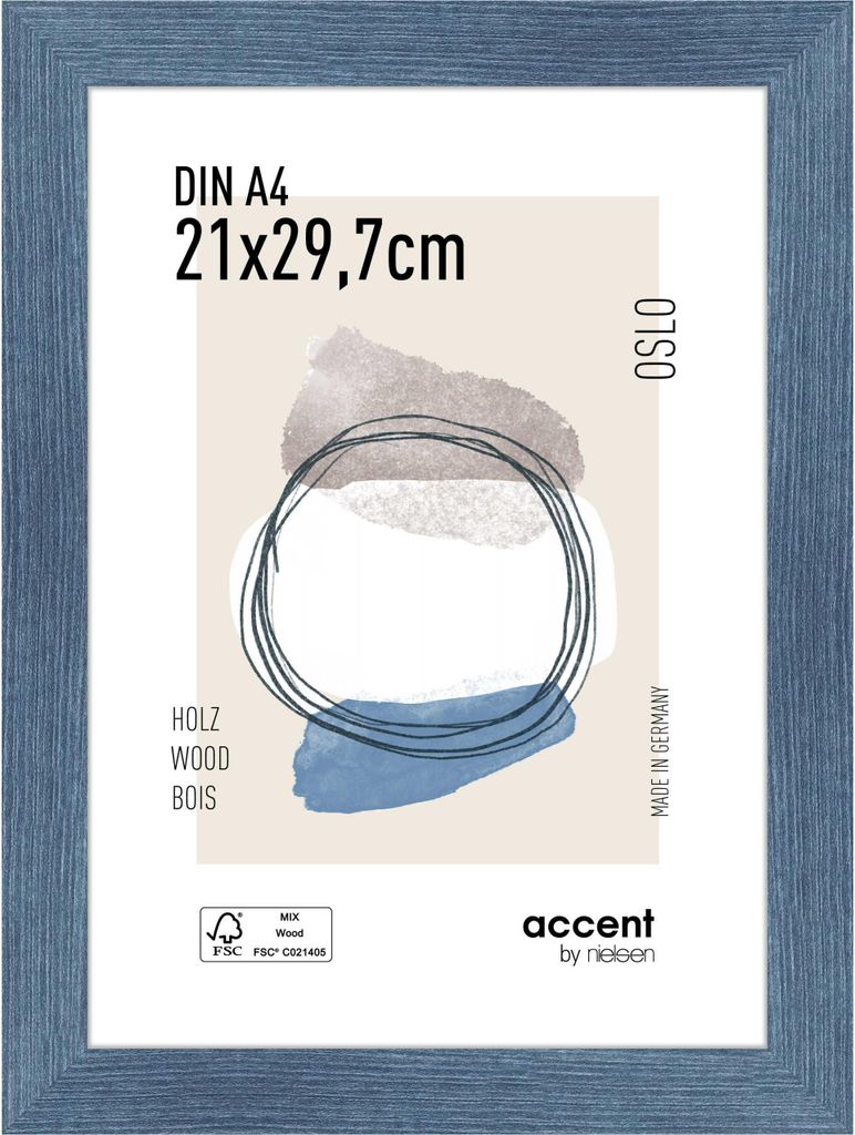 accent by nielsen Holz Bilderrahmen Oslo, 21x29,7 cm (A4), Blau