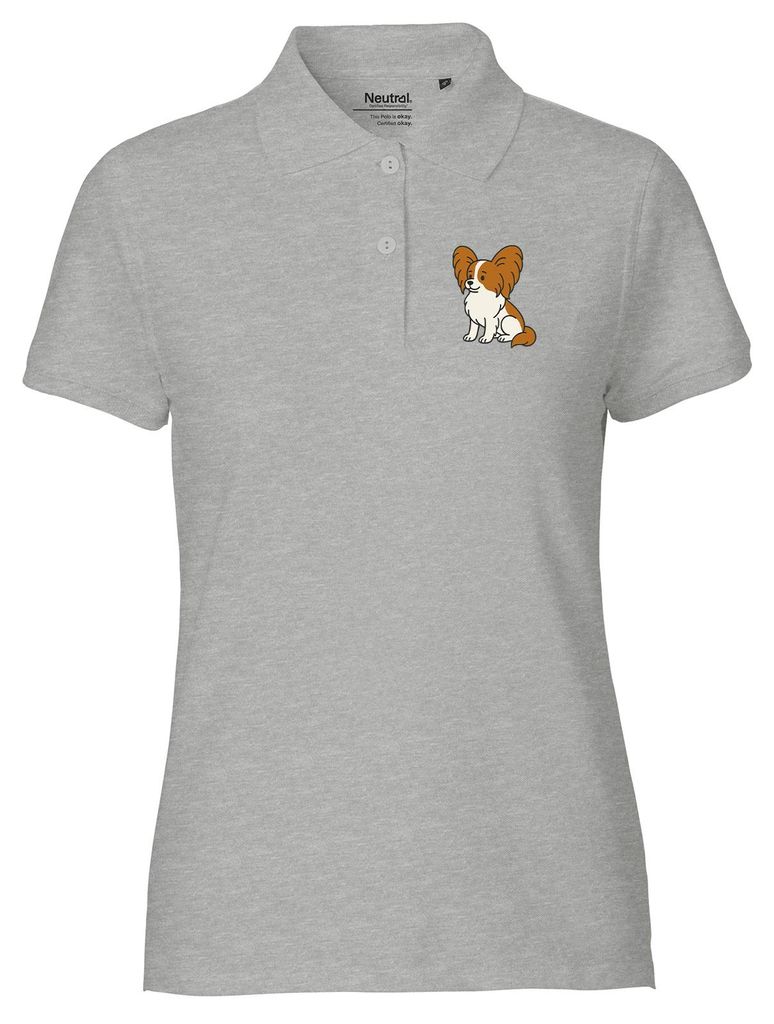 Huuraa Damen Polo Shirt Papillon Comic Papi XL Sport Grey Bio Baumwolle Fairtrade Poloshirt Geschenkidee