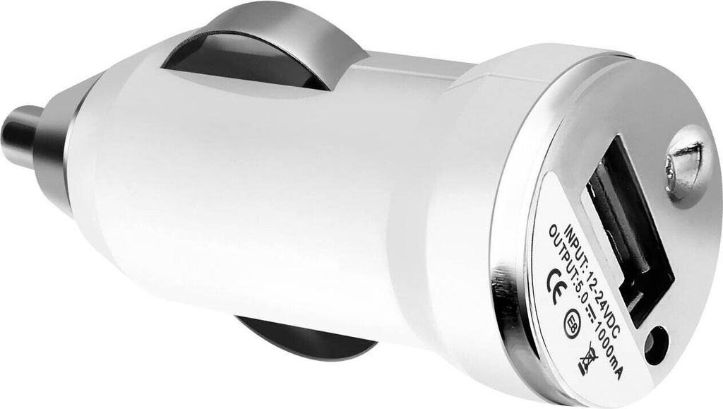 Kompaktes Zigarettenanzünder-Autoladegerät mit Metallic-Finish – Weiß