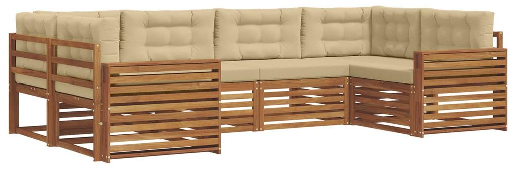 vidaXL Outdoor-Sofagarnitur 6 pcs Natur und Beige Massivholz Akazie