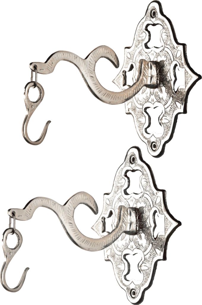 2 Stück Vintage Garderobe Kleiderhaken Layal Silber 15cm groß 1er Haken | Hakenleiste Wandhaken für die Wand oder Tür | Laternenhaken Garderobe...