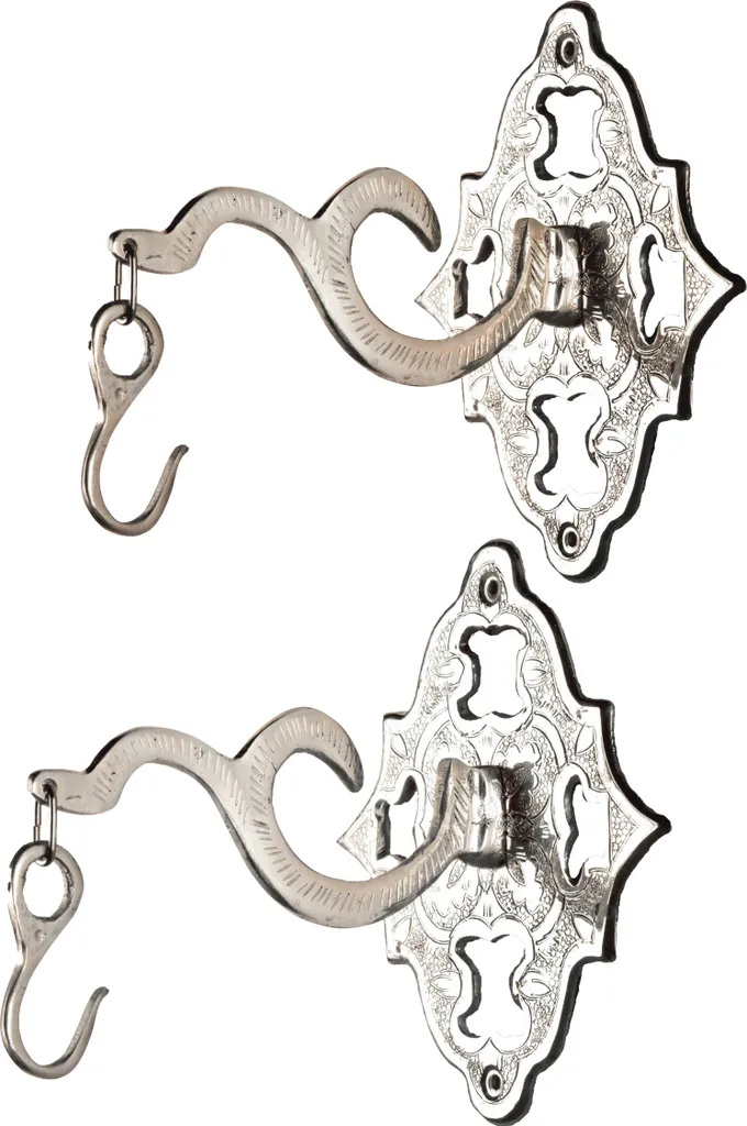 Lot de 2 crochets orientaux Layal Argent - Patères murales artisanales