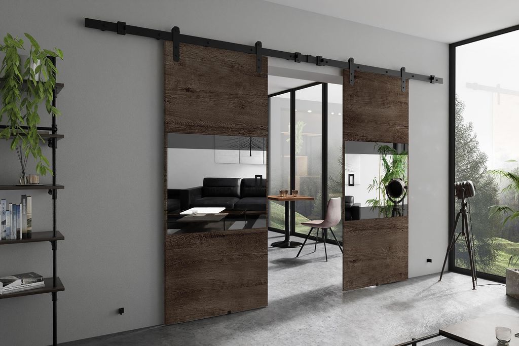 KIER FURNITURE MIA DUO – Schiebetür Komplettset – 212x205x1,6 cm - Esche dunkel