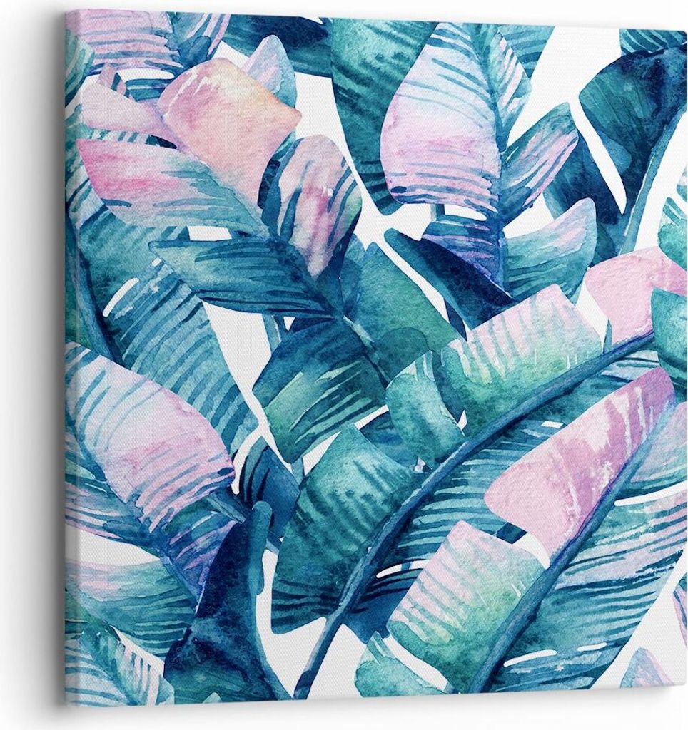 Bild auf Leinwand - Leinwandbild - Blatt Pflanze Blume - 30x30cm - Wand Bild - Wanddeko - Wandbilder - Leinwanddruck - Bilder - Kunstdruck - Wandde...