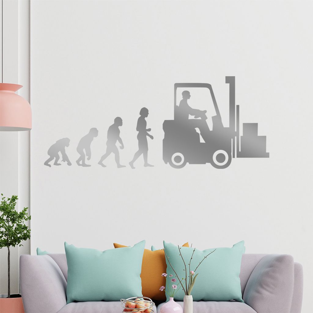 KIWISTAR Evolution Gabelstaplerfahrer Beruf Wandtattoo in 6 Größen - Wandaufkleber Wall Sticker - Dekoration, Küche, Wohnzimmer, Schlafzimmer, B...