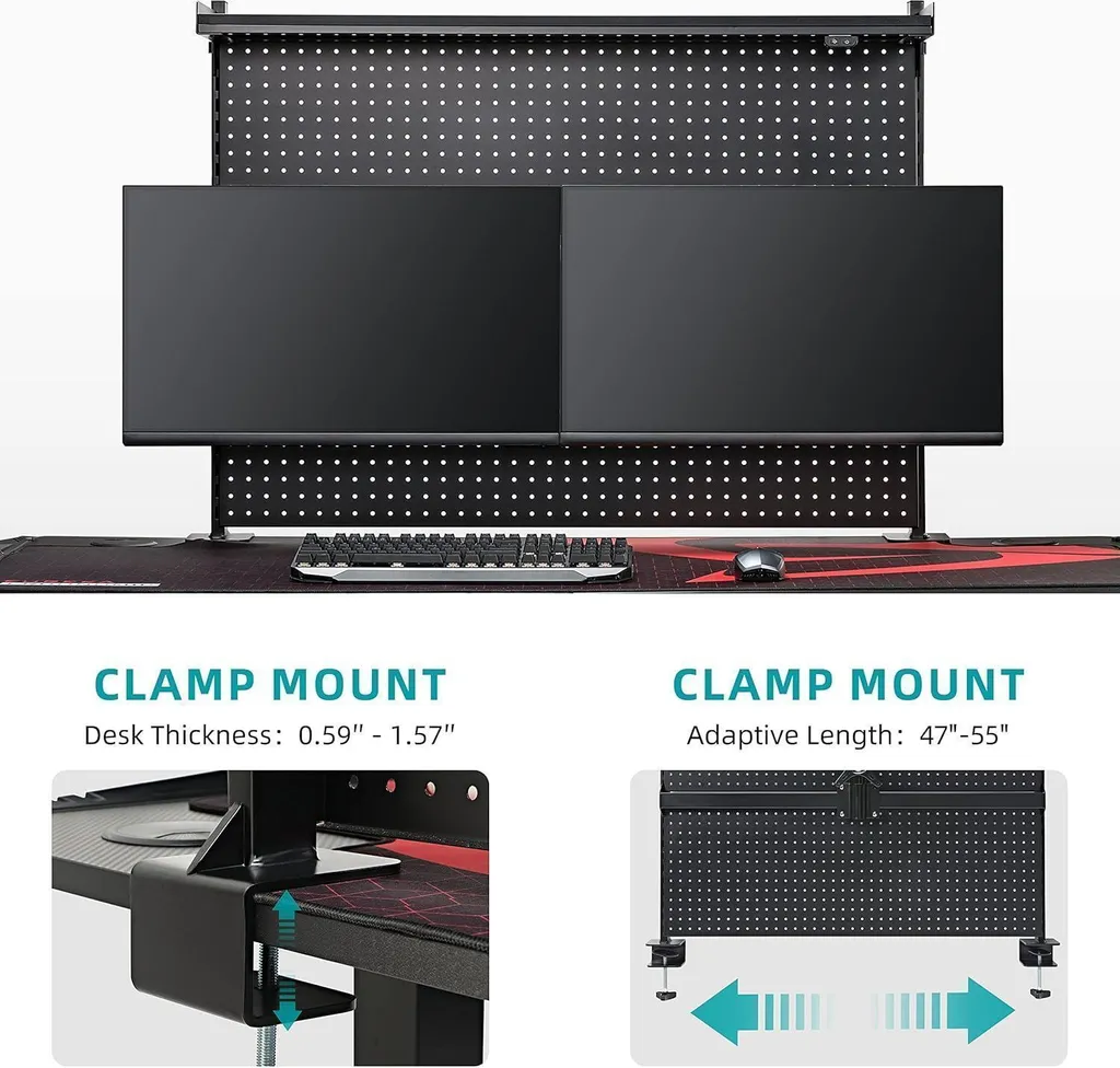 Bureau ergonomique LED pour setup double écran - Idéal Streaming et Jeu - 7