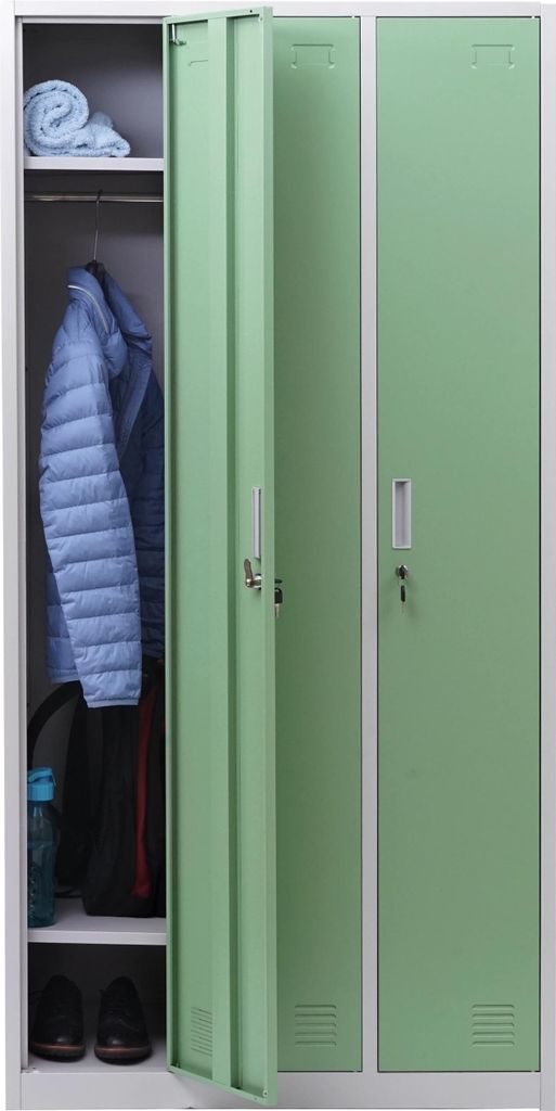 Schließfach Boston T829, Spind Wertfachschrank Schließfachschrank, Metall 3 Fächer grün