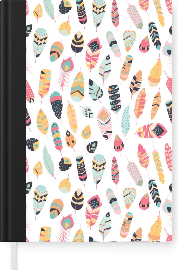 MuchoWow Notizbuch Tagebuch Haushaltsbuch Notebook A5 Federn - Muster - Pastell - Notizblock - Notizheft - Notebook - Schreibblock - Papier