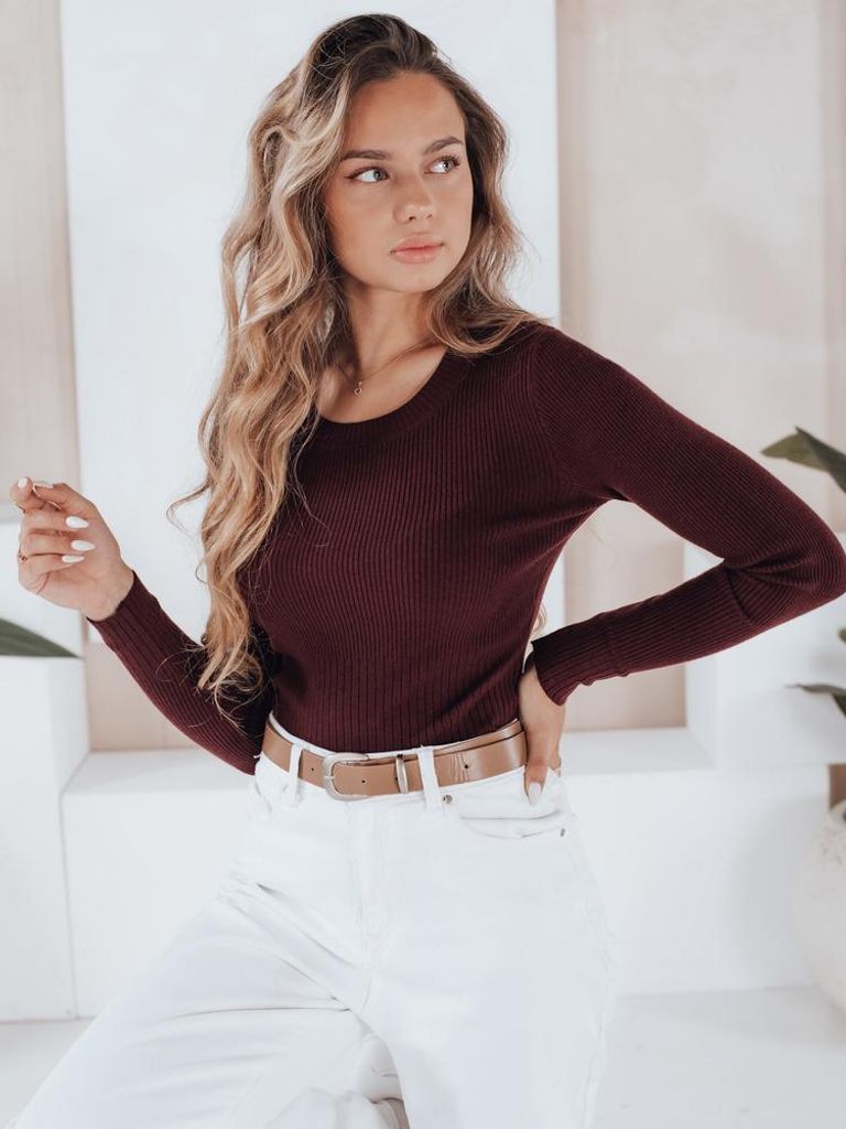 Dstreet Klassischer Pullover für Frauen Nolvie bordo S/M