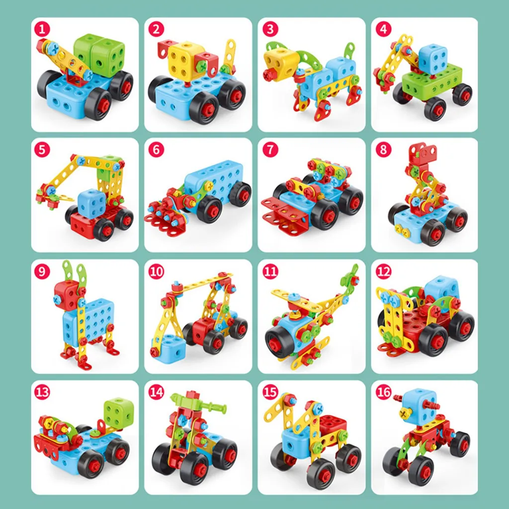 Jeu de construction puzzle avec perceuse électrique pour enfant 237 pcs