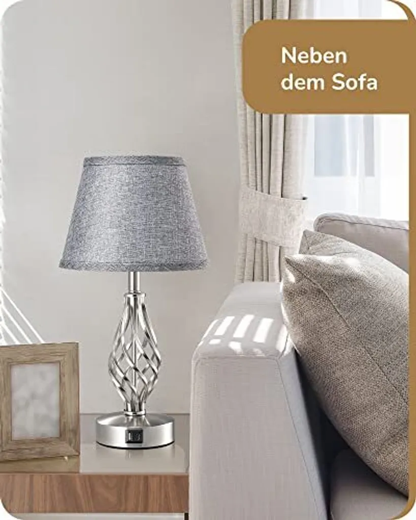 EDISHINE Lampada da Comodino a LED Dimmerabile, 3 Temperature di Colore Regolabili, Lampada da Tavolo Rettangolare dal Design Moderno per Comodino, Camera da Letto, Soggiorno, Regali