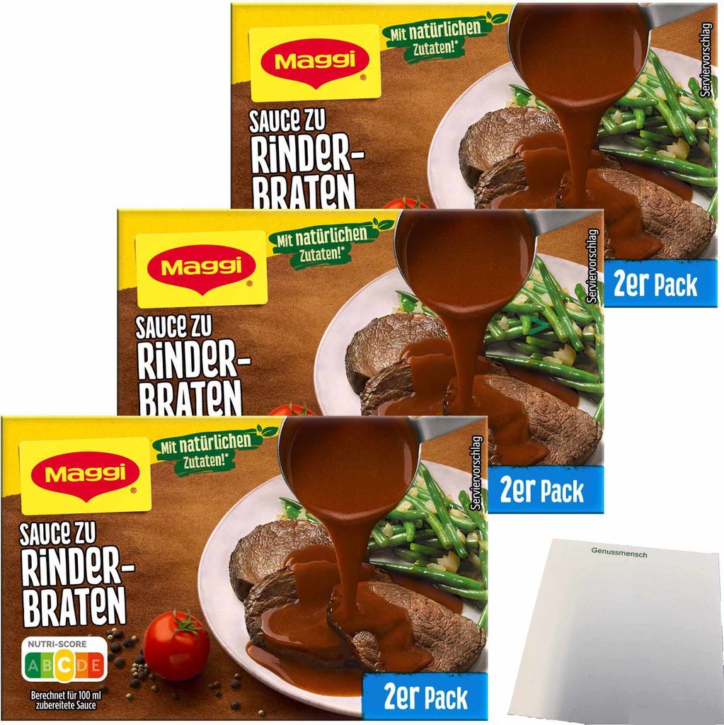 Maggi Sauce zu Rinderbraten ergibt 6x250ml (3x58g Multipack) + usy Block